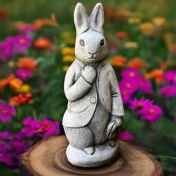 Large Peter Rabbit Statue Stone Elegant Bunny Figurine Concrete Animal Sculpture Cement Ornament Handmade Front Door Decoration - thumbnail 3