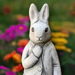Large Peter Rabbit Statue Stone Elegant Bunny Figurine Concrete Animal Sculpture Cement Ornament Handmade Front Door Decoration - thumbnail 2