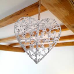 Metal Filigree Hanging Heart Decoration With Large Flower Detail - The Home & Hearts Shop Wedding Gift Christmas - thumbnail 3