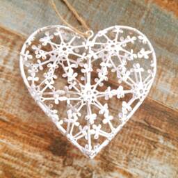 Metal Filigree Hanging Heart Decoration With Large Flower Detail - The Home & Hearts Shop Wedding Gift Christmas - thumbnail 1