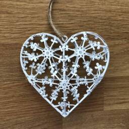 Metal Filigree Hanging Heart Decoration With Large Flower Detail - The Home & Hearts Shop Wedding Gift Christmas - thumbnail 2
