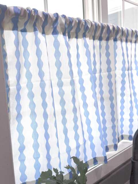 striped Cotton Cafe Curtains, Bright Fun Colors Kitchen & Bathroom Decor Anthro Inspired - image 1