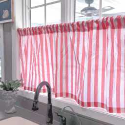 striped Cotton Cafe Curtains, Bright Fun Colors Kitchen & Bathroom Decor Anthro Inspired - thumbnail 2