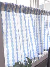 striped Cotton Cafe Curtains, Bright Fun Colors Kitchen & Bathroom Decor Anthro Inspired - thumbnail 1