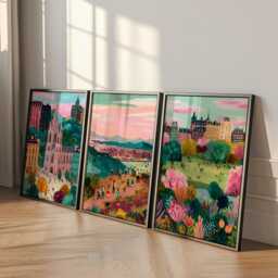 Set Of 3 Edinburgh Posters, Scottish City Wall Art, Travel Print Set, Modern Architecture Artwork, Urban Home Decor, UK Landscape Style - thumbnail 3
