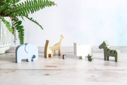 Handmade Concrete Safari Animal Figures Nursery Shelf Decor