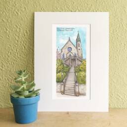 Holy Cross Immaculata Watercolor Print, Cincinnati, Ohio - thumbnail 2