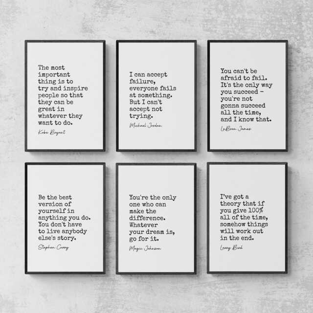 Basketball Quote Typewriter Prints, Sport Lover Gift Set Of 6 Prints - image 1
