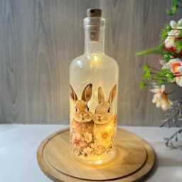 Rabbit Led Bottle Lamp, Home Decor, Mother's Day Gift - thumbnail 4