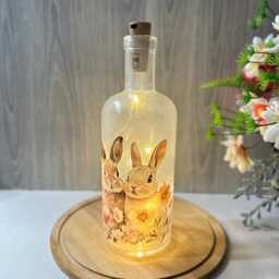 Rabbit Led Bottle Lamp, Home Decor, Mother's Day Gift - thumbnail 3