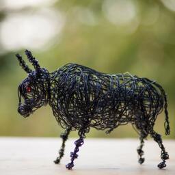 Bull Figurine, Taurus Gift, Stay Strong Wire Art, Statue, Sign, Zodiac Gift - thumbnail 3
