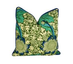 William Morris & Ben Pentreath - Kennet Olive/Turquoise Cushion Cover Throw Pillow Designer Home Decor - thumbnail 1