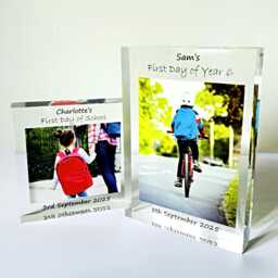 Personalised Acrylic First Day Of School Photo Block Grandparent Gift