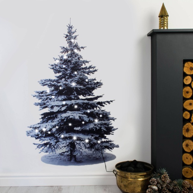 Scandi Styled Christmas Tree Wall Sticker With Lights, Christmas Decor, Tree, Home Decals, Wall Stickers - image 1