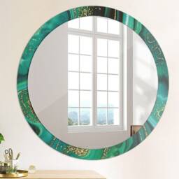 Emerald Green Marble, Green, Round Mirror Frame, Wedding Gift, Decorative Wall, Bathroom - thumbnail 4