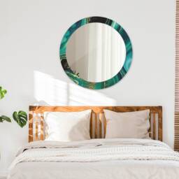 Emerald Green Marble, Green, Round Mirror Frame, Wedding Gift, Decorative Wall, Bathroom - thumbnail 3