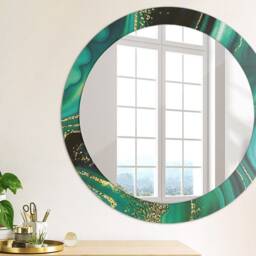 Emerald Green Marble, Green, Round Mirror Frame, Wedding Gift, Decorative Wall, Bathroom - thumbnail 2
