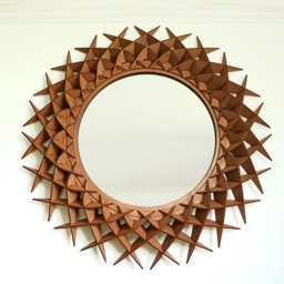 26 Inch Round Wooden Wall Hanging Mirror Intricate Handcrafted Frame, Statement Piece For Elegant Home D??cor - thumbnail 4