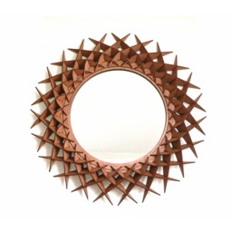 26 Inch Round Wooden Wall Hanging Mirror Intricate Handcrafted Frame, Statement Piece For Elegant Home D??cor