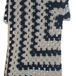 Handmade Crochet Twin Afghan, Blue & Gray Granny Square Blanket - thumbnail 3