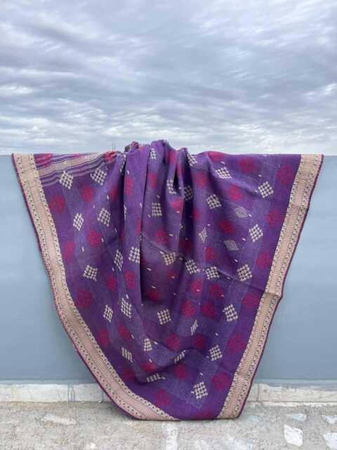 Artisan Cotton Kantha Quilt Reversible Patchwork Block Print Decorative Throw - image 1