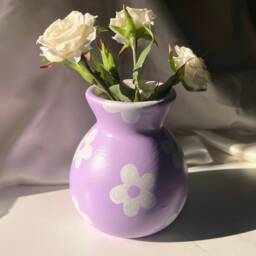 Retro Flower Hand Painted Ceramic Vase, Colourful Home Decor, Cute Daisy Pattern, 60S Aesthetic Floral Pottery, Funky Vase For Flowers - thumbnail 3