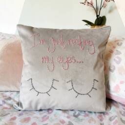 I'm Just Resting My Eyes Embroidered Velvet Cushion - thumbnail 1