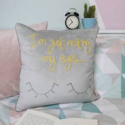 I'm Just Resting My Eyes Embroidered Velvet Cushion - thumbnail 2