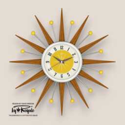 Teak Starburst Clock Mid Century Modern Wall Decor, 19 - thumbnail 4