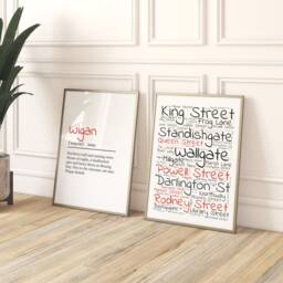 Wigan Prints, Definition Print With Street Names Print, Gift, Gift For Wiganers, Wall Prints - thumbnail 1
