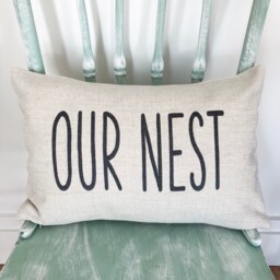 Our Nest Linen Pillow Cover Rustic Farmhouse Throw - thumbnail 3