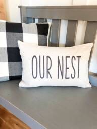 Our Nest Linen Pillow Cover Rustic Farmhouse Throw - thumbnail 1
