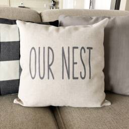 Our Nest Linen Pillow Cover Rustic Farmhouse Throw - thumbnail 4