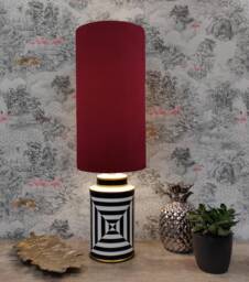 Extra Tall Drum Lampshade in Red Velvet, 50cm Height - thumbnail 1