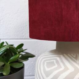 Extra Tall Drum Lampshade in Red Velvet, 50cm Height - thumbnail 2