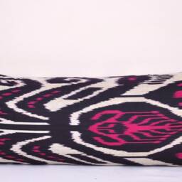 Red Black Ikat Lumbar Pillow Cover, Long Body - thumbnail 4