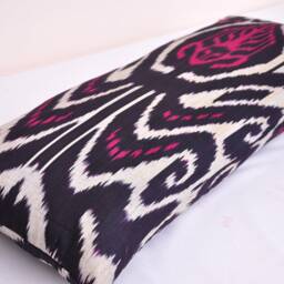 Red Black Ikat Lumbar Pillow Cover, Long Body - thumbnail 2