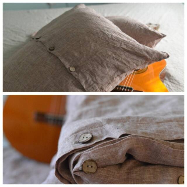 Linen Duvet Cover Set in A Rose Brown Color With 2 X Euro Pillow Shams Square Queen King Twin Pure Linen Bedding - image 1
