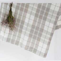 Natural Checkered Linen Bath Towel - thumbnail 3