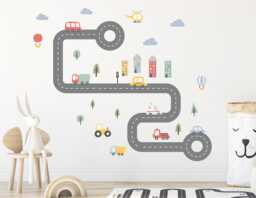 City Road Car Wall Sticker Decals - Children's Nursery Art Playroom Decor - thumbnail 1