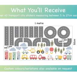 City Road Car Wall Sticker Decals - Children's Nursery Art Playroom Decor - thumbnail 2