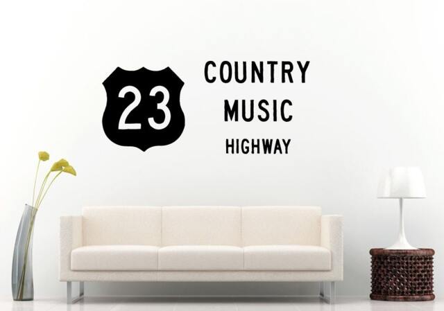 Country Music Highway Twenty Three 23 Road Sign Shield Musical Genre Wall Decal Vinyl Sticker Mural Room Decor L1138 - image 1
