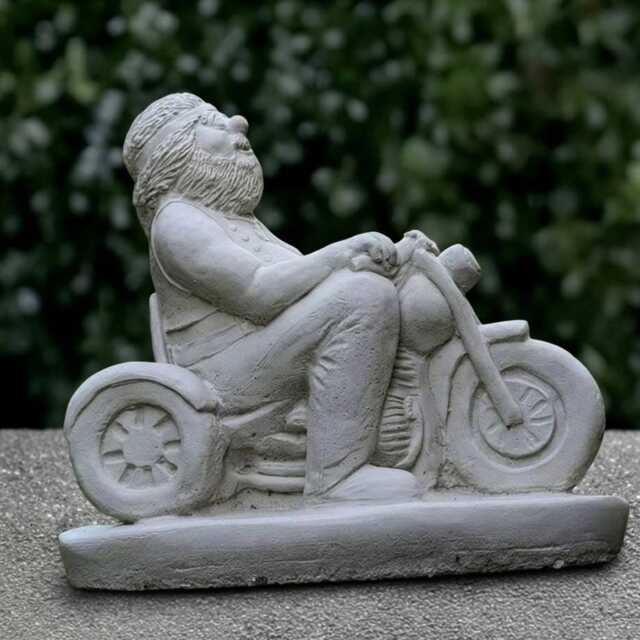 Concrete Man On Motorcycle Statue Biker Garden Sculpture Outdoor Figurine Cement Rider Ornament Gift For Lovers - image 1