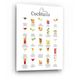 Classic Cocktail Metal Home Bar Sign Print On White. 25 Popular Cocktails Printed Onto Gloss Wall Art. Framed & Floating Mounts - thumbnail 3