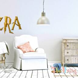Prismatic Wall Letters Wizard Academy Art, 3D Lightning Letters, Nursery Room Decor, Baby Name Sign Gold - thumbnail 2