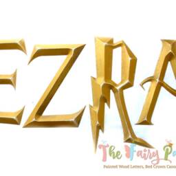 Prismatic Wall Letters Wizard Academy Art, 3D Lightning Letters, Nursery Room Decor, Baby Name Sign Gold - thumbnail 3