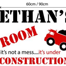 Personalised Under Construction Wall Decal Sticker Boys Bedroom Nursery Truck Gift Idea - thumbnail 2