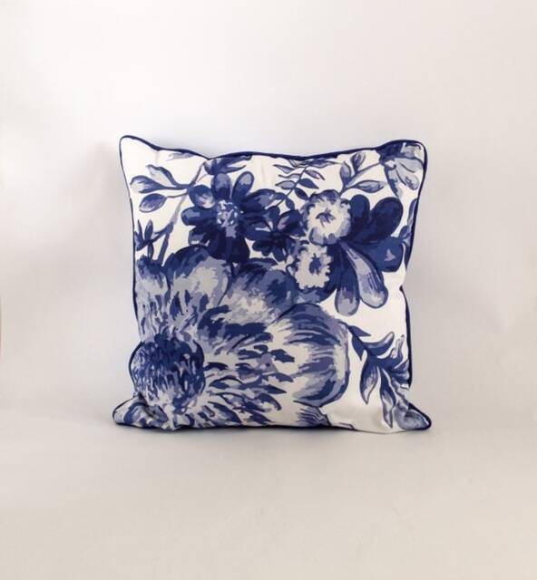 Blue & White Floral Scatter Cushion - 45cm X Cotton - image 1