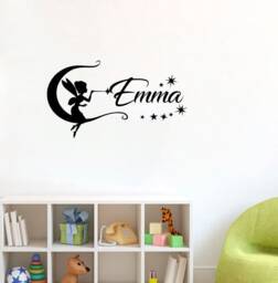 Pixie Writing Personalized Name Wall Vinyl Decal Cartoon Fairytale Art Design Custom Fairy Gift Sticker Girls Room Interior Roommates 2Mnc - thumbnail 1