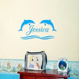 Personalized Dolphin Wall Decal Nursery, Bedroom, Playroom - thumbnail 3